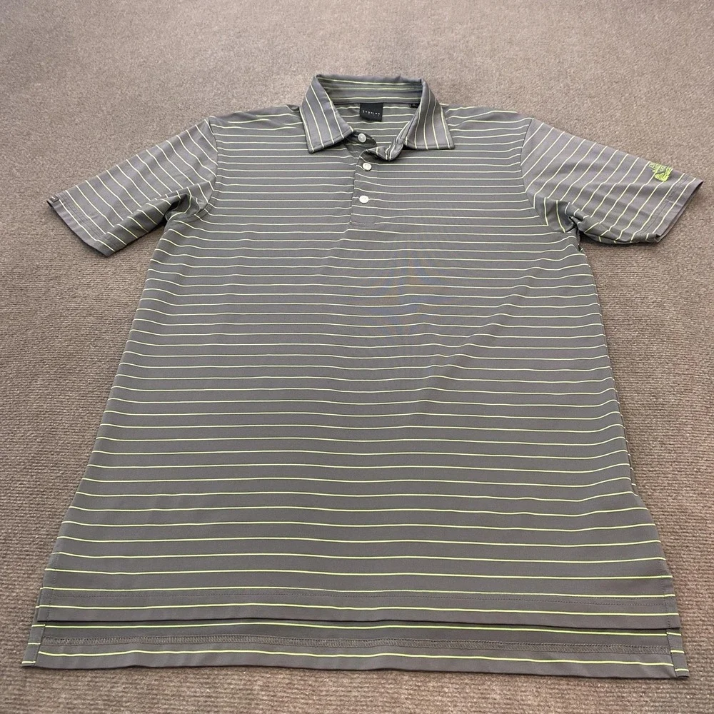 Dunning Golf Polo Shirt Mens Medium Gray Green Stripe Dallas National Golf Club - Picture 3 of 10